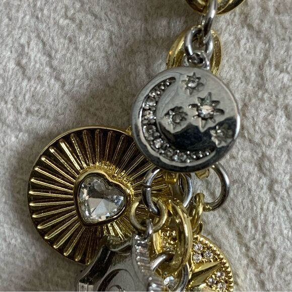 House Of Harlow 1960 Paperclip Charm Necklace Gold-Plated Silver Heart 16"+3 New - Picture 4 of 13